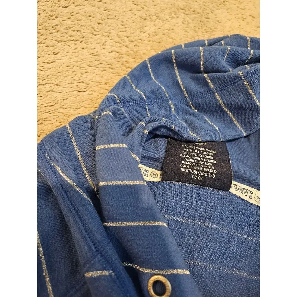 VS Pink Women's Large Blue Hoodie Pullover Stripe Y2K flaw- missing drawstring - Picture 5 of 9